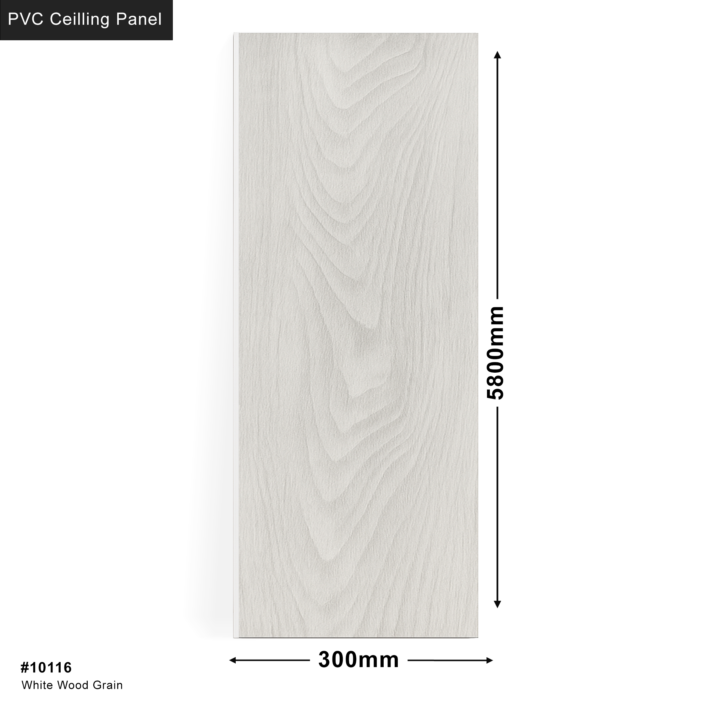White Wood Grain PVC Ceilling Panel 5800x300x9mm