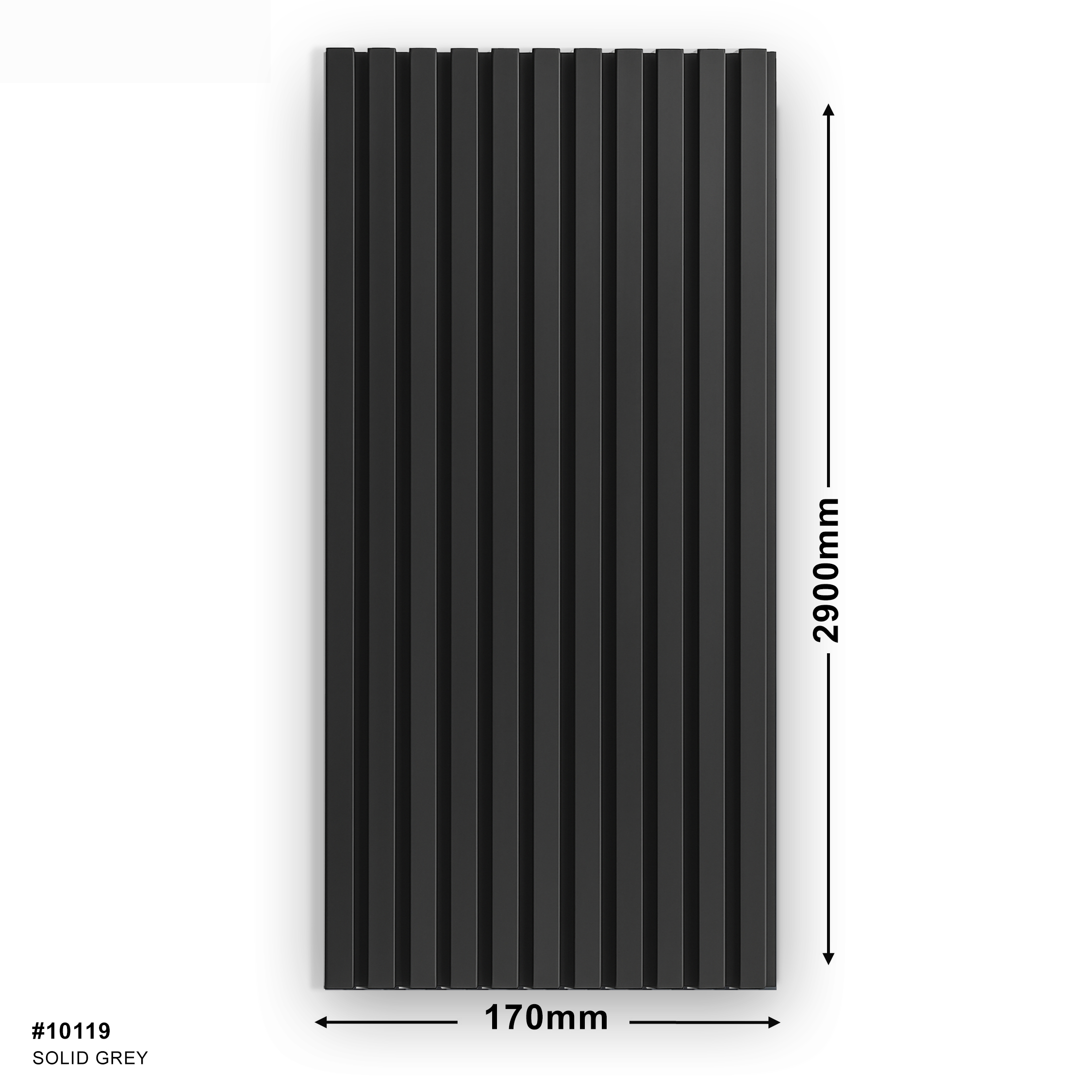 Indoor WPC Wall Panel(SOLID GREY) 2900x170x18mm